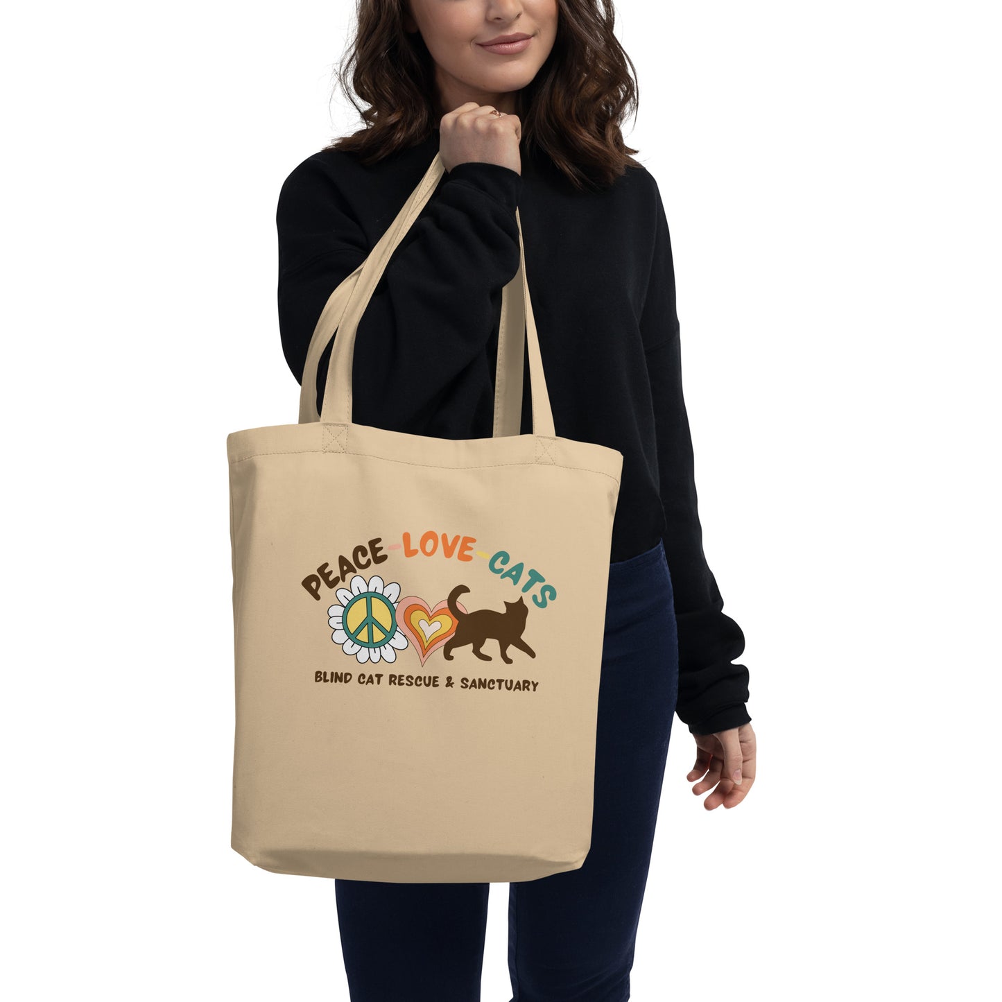 Groovy Peace Love Cats Tote