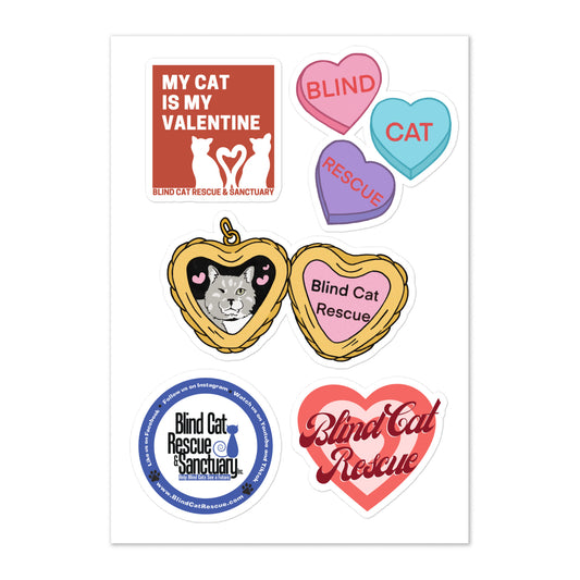 Valentines Blind Cat Rescue Sticker sheet