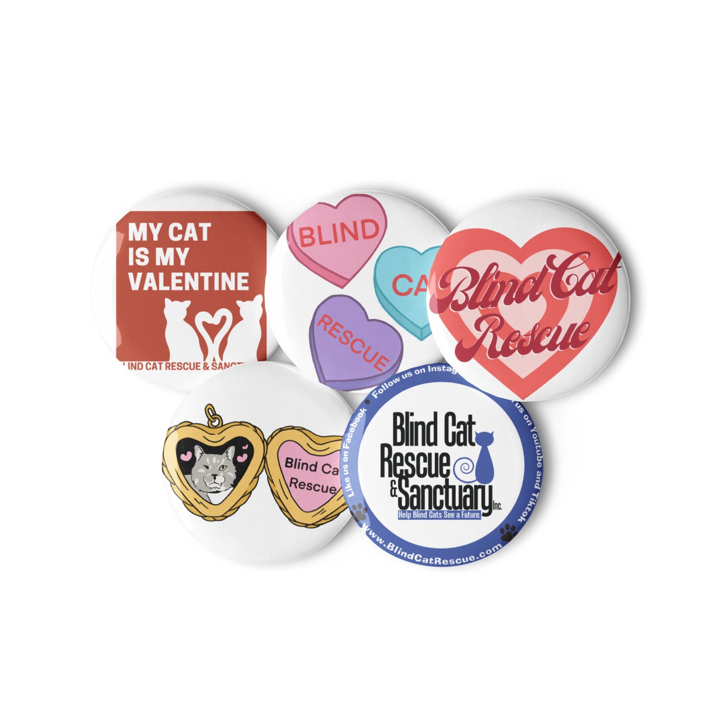 Set of BCR Valentine pin buttons