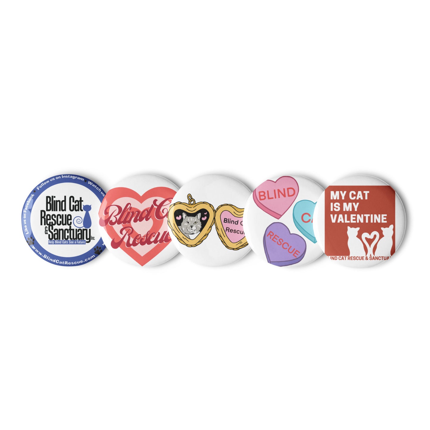 Set of BCR Valentine pin buttons