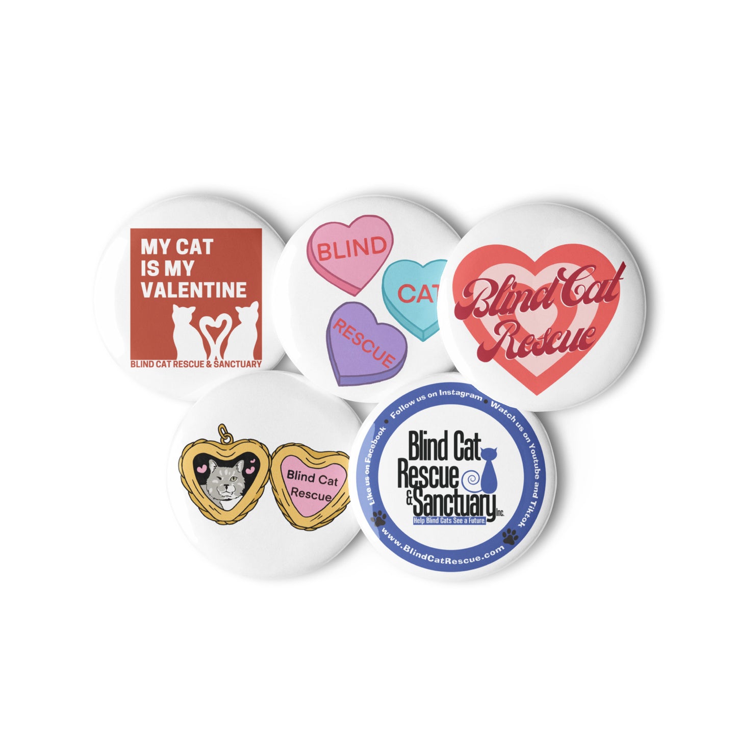 Set of BCR Valentine pin buttons